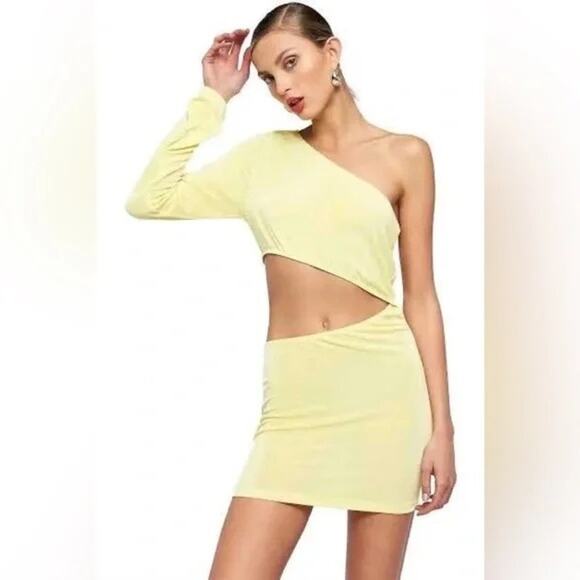 Lioness Urban Outfitters Womens size Large Bodyguard Mini Dress Cutout Yellow - Picture 1 of 12